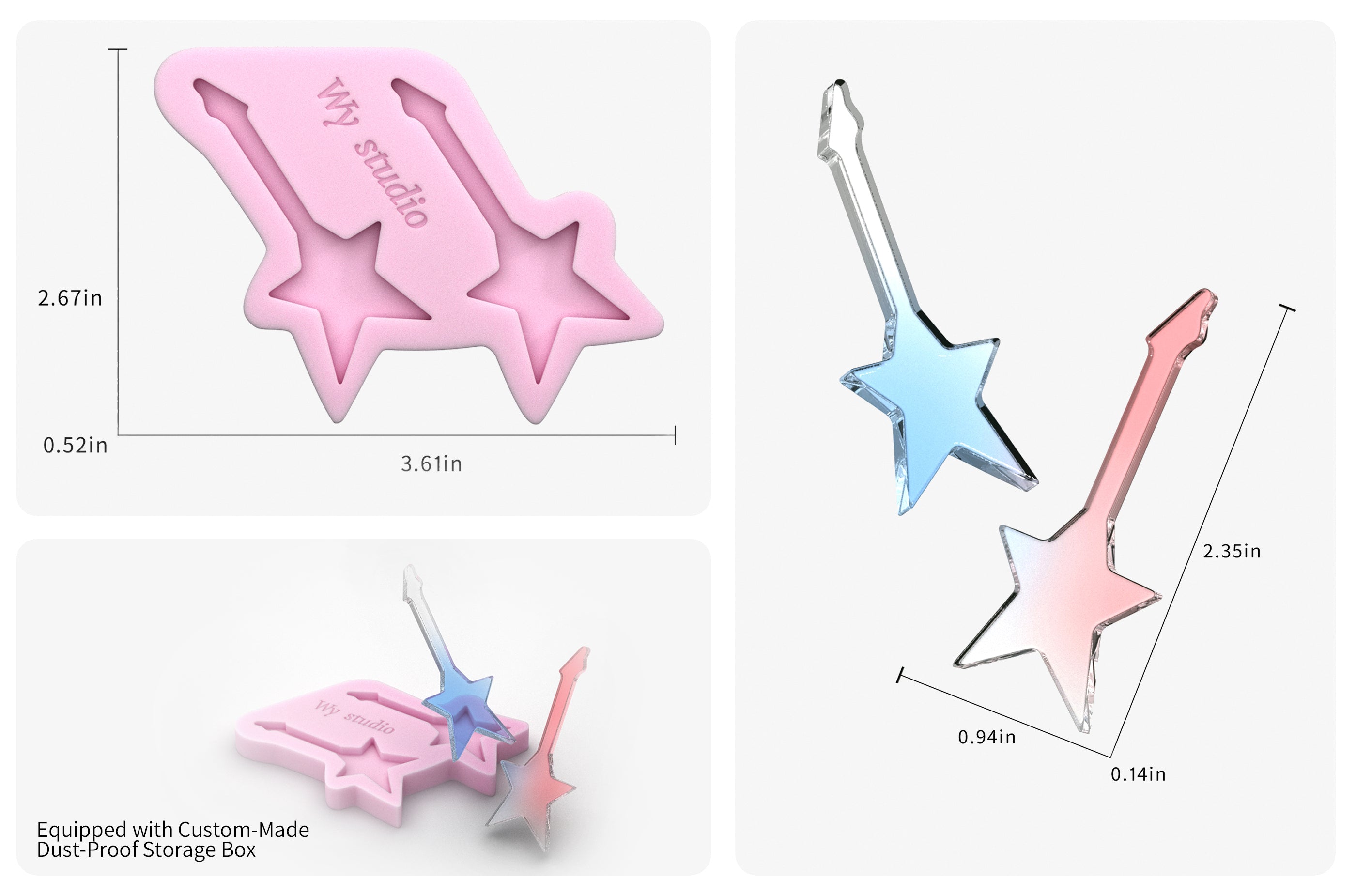 Star Guitar & Music Note Epoxy Resin Mold Set
