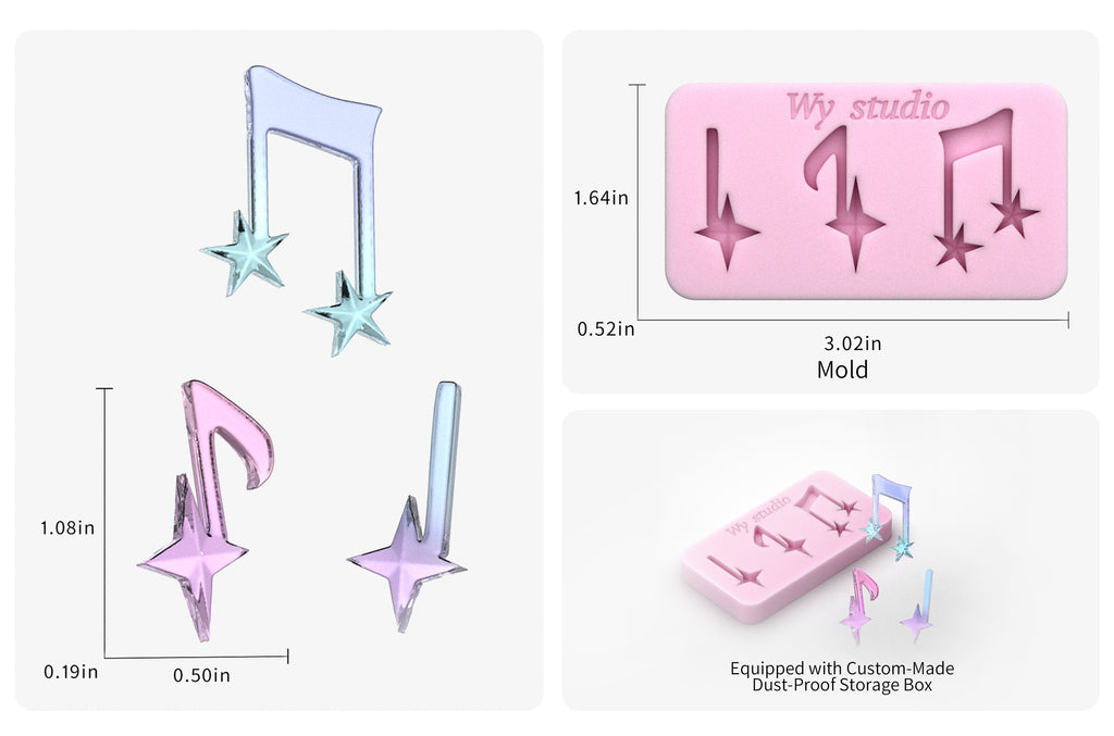 Star Guitar & Music Note Epoxy Resin Mold Set